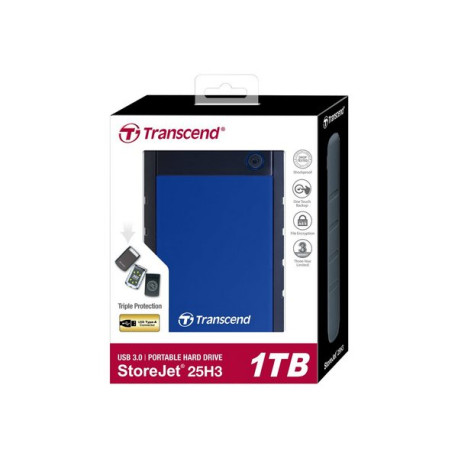 Transcend StoreJet 25H3B - HDD - 1 TB - esterno (portatile) - 2.5" - USB 3.0