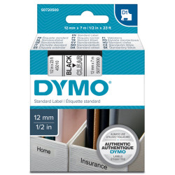 Nastro D1 standard 450100 - 12 mm x 7 mt - PL - nero/trasparente - Dymo