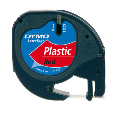 Nastro Letratag 912030 - 12 mm x 4 mt - plastica - rosso - Dymo
