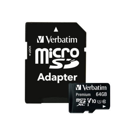 Verbatim Premium - Scheda di memoria flash (adattatore a SD in dotazione) - 64 GB - Class 10 - UHS-I microSDXC