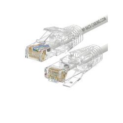 PATCH CORD SLIM U/UTP CAT.6A 4X2X28AWG CONDUTTORE A TREFOLO GUAINA LSHF COLORE BIANCO 0.2M