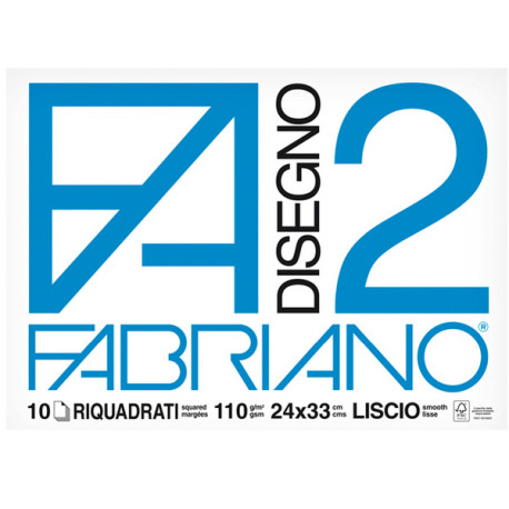 Album F2 - 24x33cm - 10 fogli - 110gr - liscio squadrato - punto metallo - Fabriano