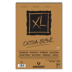 Album spiralato lato corto XL - A3 - 90 gr - 120 fogli - extra white - Canson