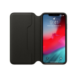 Apple Folio - Flip cover per cellulare - pelle - nero - per iPhone XS Max