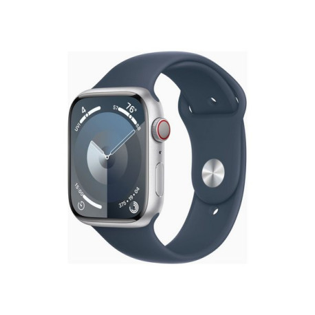 Apple Watch Series 9 (GPS + Cellular) - 45 mm - alluminio argento - smartwatch con fascia sportiva - fluoroelastomero - blu mar