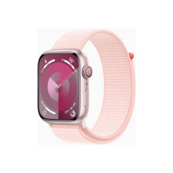 Apple Watch Series 9 (GPS + Cellular) - 45 mm - pink aluminum - smartwatch con sport loop - nylon morbido a doppio strato - lig