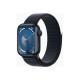 Apple Watch Series 9 (GPS) - 41 mm - midnight aluminum - smartwatch con sport loop - nylon morbido a doppio strato - midnight -