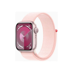 Apple Watch Series 9 (GPS) - 41 mm - pink aluminum - smartwatch con sport loop - nylon morbido a doppio strato - light pink - 6