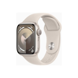 Apple Watch Series 9 (GPS) - 41 mm - starlight aluminum - smartwatch con fascia sportiva - fluoroelastomero - starlight - dimen