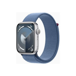 Apple Watch Series 9 (GPS) - 45 mm - alluminio argento - smartwatch con sport loop - nylon morbido a doppio strato - winter blu