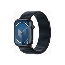 Apple Watch Series 9 (GPS) - 45 mm - midnight aluminum - smartwatch con sport loop - nylon morbido a doppio strato - midnight -