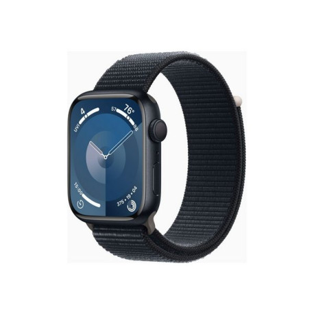 Apple Watch Series 9 (GPS) - 45 mm - midnight aluminum - smartwatch con sport loop - nylon morbido a doppio strato - midnight -