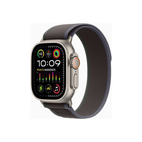 Apple Watch Ultra 2 - 49 mm - titanio - smartwatch con Trail Loop - nylon weave - blue/black - dimensione della fascia: M/L - 6