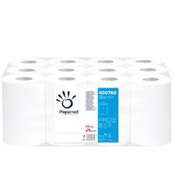 Asciugamani in rotolo mini Centrefeed - 2 veli - 18 gr - diametro 14,5 cm - 20,9 cm x 77 mt - 218 strappi - bianco - Papernet