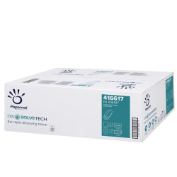 Asciugamani piegati a Z Dissolve Tech - 2 veli - 20 gr - goffratura a onda - 20,3 x 24 cm - bianco - Papernet - conf. 200 pezzi