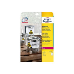 Avery Zweckform L4718 - Poliestere - Opaca - adesivo permanente - bianco - 70 x 37 mm 480 etichette (20 foglio(i) x 24) etichet