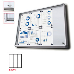 Bacheca per interni - magnetica - 6 fogli A4 - ante scorrevoli - Studio T