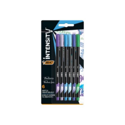 BIC Intensity Rainbow - Penna a punta sottile - inchiostro base acqua - 0.4 mm - fine (pacchetto di 6)