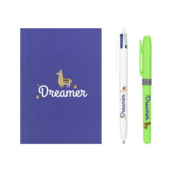 BIC My Message Kit Dreamer - Penna a sfera a 4 colori e set di evidenziatori - 2 pezzi