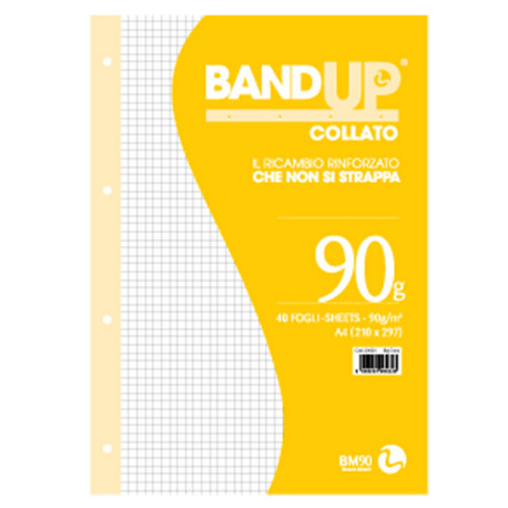 Blocco collato BandUp - fori rinforzati - A4 - quadretto 5mm - 40 fogli - 90gr - BM