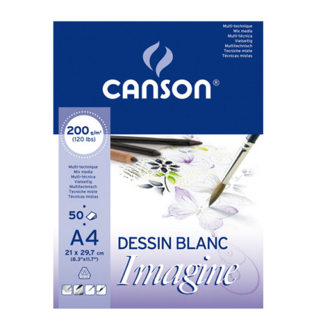 Blocco collato lato corto Imagine - A4 - 200 gr - 50 fogli - Canson