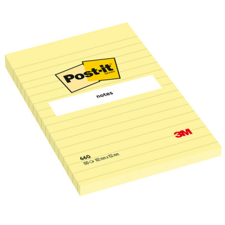 Blocco foglietti - 660 - a righe - 102 x 152 mm - giallo Canary - 100 fogli - Post it