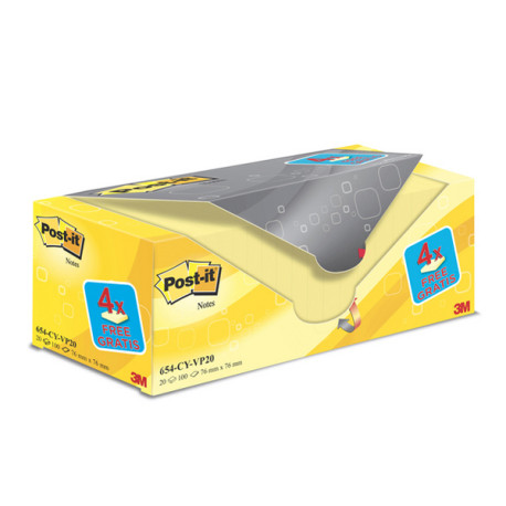 Blocco foglietti Post it  - 654CY-VP20 - 76 x 76 mm - 72 gr - giallo Canary - Post it  - conf. 20 blocchi