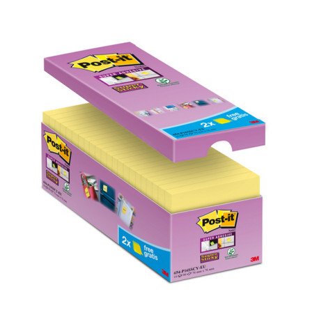 Blocco foglietti Post it  Super Sticky - 654-SSCY-VP16-EU - 76 x 76 mm - giallo Canary - 90 fogli - Post it  - conf. 16 blocchi