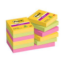 Blocco Post it  Super Sticky - 622-12SS-CARN - 47,6 x 47,6 mm - colori Carnival - 90 fogli - Post it  - conf. 12 pezzi