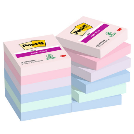 Blocco Post it  Super Sticky - 622-12SS-SOUL - 47,6 x 47,6  mm - colori Soulful - 90 fogli - Post it  - conf. 12 pezzi