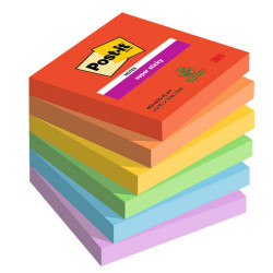 Blocco Post it  Super Sticky - 654-6SS-PLAY - 76 x 76 mm - colori Playful - 90 fogli - Post it  - conf. 6 pezzi