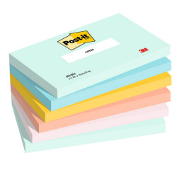 Blocco Post it  Super Sticky - 655-BEA - 76 x 127 mm - colori Beachside - 100 fogli - Post-it  - conf. 6 pezzi