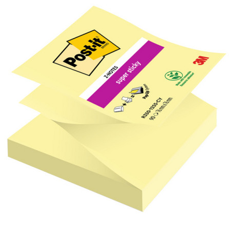 Blocco Post it  Super Sticky Z Notes - R330-123SS-CY - 76 x 76 mm - giallo Canary - 90 fogli - Post it