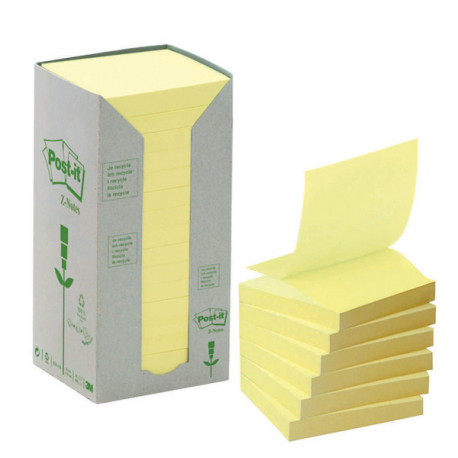 Blocco Post it  Z Notes Green - R330-1T - 76 x 76 mm - 100 riciclabile - giallo - 100 fogli - Post it