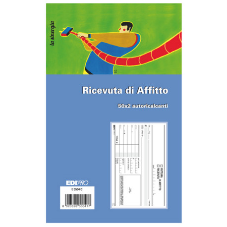 Blocco ricevute d'affitto - 50/50 fogli autoricaricanti - 9,9 x 17cm - 50 fogli - Edipro