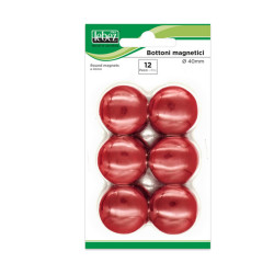 Bottoni magnetici - diametro 4 cm - rosso - Lebez - blister 12 pezzi