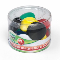 Bottoni magnetici tondi - diametro 3 cm - colori assortiti - Lebez - barattolo da 20 pezzi