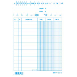 Schede dare/avere/saldo -  15 x 10,5 cm - blu - Edipro - conf. 100 pezzi