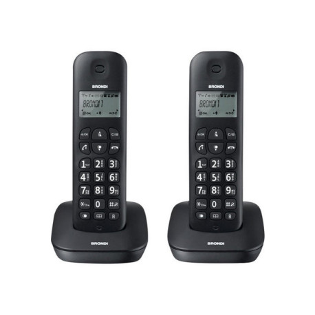 Brondi GALA Twin - Telefono cordless con ID chiamante - DECTGAP - nero + ricevitore aggiuntivo