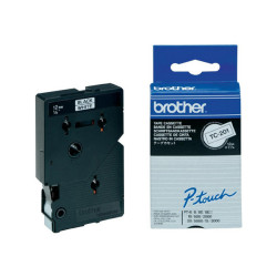 Brother - Nastro -  Bianco/Nero - TC201 - 12mm x7,7mt