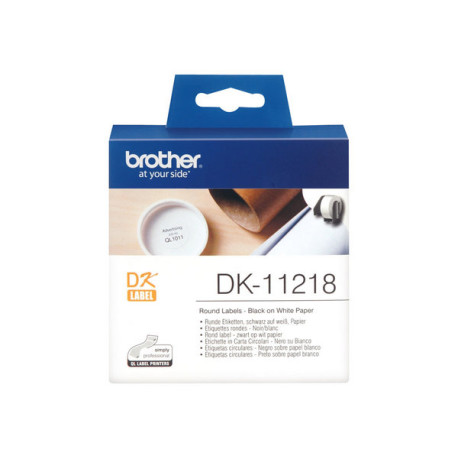 Brother DK-11218 - Nero su bianco - Rotolo (2,4 cm) 1000 pezzi (1 rotolo(i) x 1000) etichette - per Brother QL-1050, QL-1060, Q