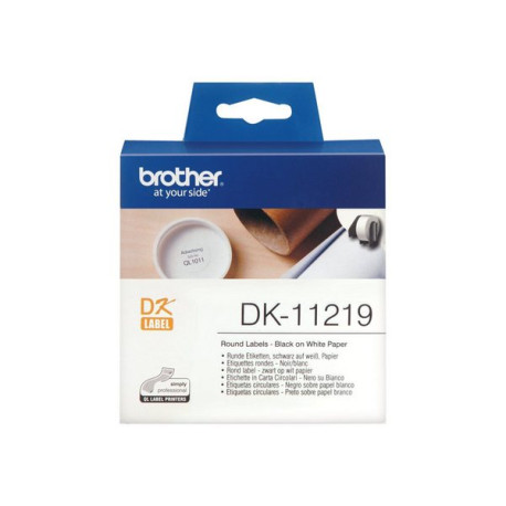 Brother DK-11219 - Nero su bianco - Rotolo (1,2 cm) 1200 pezzi (1 rotolo(i) x 1200) etichette - per Brother QL-1050, QL-1060, Q