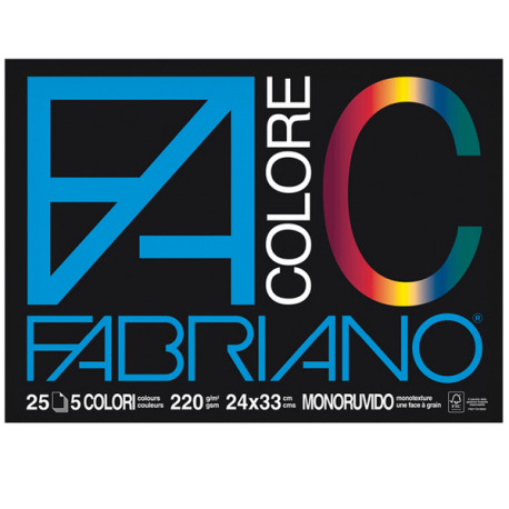Album FaColore - 24 x 33 cm - 25 fogli - 220 gr - 5 colori - Fabriano