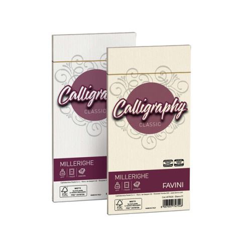 Busta Calligraphy Millerighe - 110 x 220 mm - 100 gr - avorio 02 - Favini - conf. 25 pezzi