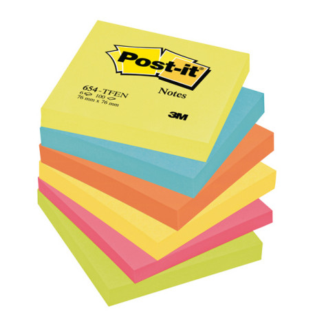 Blocco foglietti Colori Energy - 654-TFEN - 76 x 76 mm - 72 gr - colori assortiti - 100 fogli - Post-it
