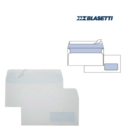 Busta Eco Strip Laser FSC - con finestra - adatta a stampa laser - 11 x23 cm - 90 gr - bianco - Blasetti - conf. 500 pezzi