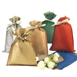 Busta regalo Natale - 16 x 25 cm - 45 gr - carta - 5 colori assortiti - PNP - conf. 50 pezzi