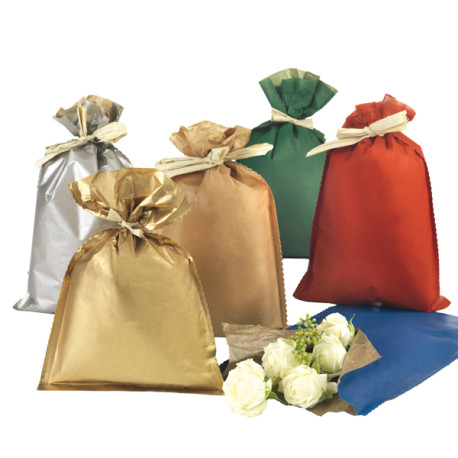 Busta regalo Natale - 20 x 32 cm - 45 gr - carta - 5 colori assortiti - PNP - conf. 50 pezzi