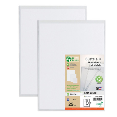 Buste a U Gaia - PP riciclato - buccia - 22 x 30 cm - Sei rota - conf. 25 pezzi