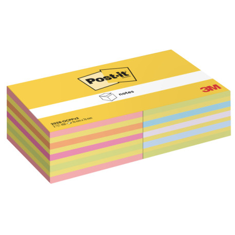 Blocco foglietti Post-it Cubo - 2028-0CPPX2 - 76  x 76 mm - colori assortiti neon/pastel - 450 fogli - Post-it - conf. 2 blocch
